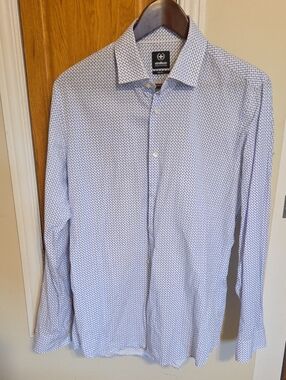 Strellson Men's Light Blue Micro-Print Dress Shirt 16/41